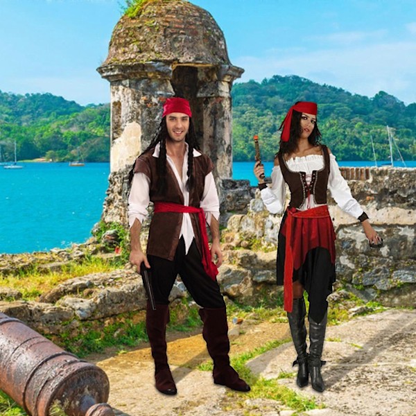 Aikuisten kokoinen merirosvoasu, naisten merirosvoasu cosplayhin, sisältää paidan, sopii aikuisille