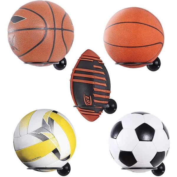 Väggmonterade bollhållare 2 st bollhållare Space Saver Väggfäste Display Förvaring Fotboll Sovrumstillbehör (svart)