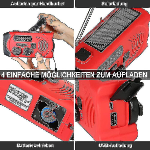 2023-aurinkoradio Am/fm kampiradio Kannettava USB ladattava hätäradio 2000mah:n power , led-taskulampulla, sos-hälyttimellä ja käsikampidynamolla