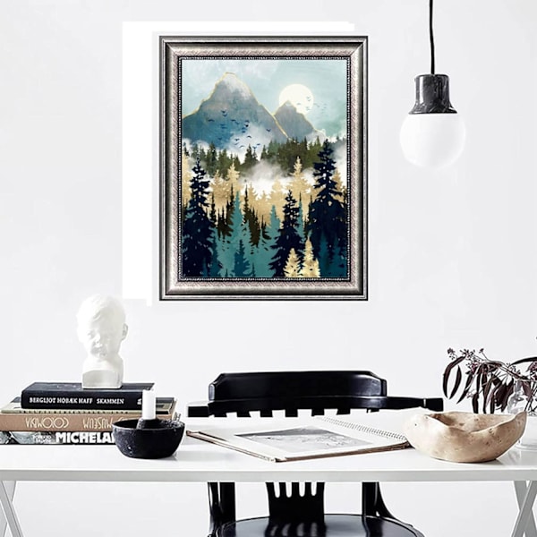 Misty Mountain Forest Diamantkonstset, Abstrakt diamantkonst för vuxna