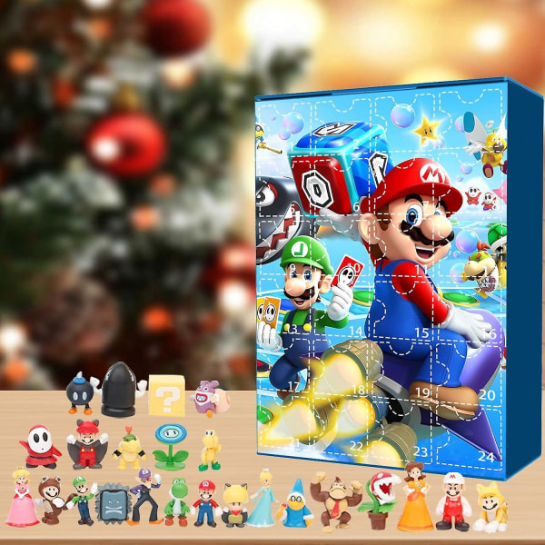 Anime Super Mario Figures Jul adventskalender 24 dagars jul adventskalender 24st tecknade figurer Jullovsdekorationer Presenter till barn