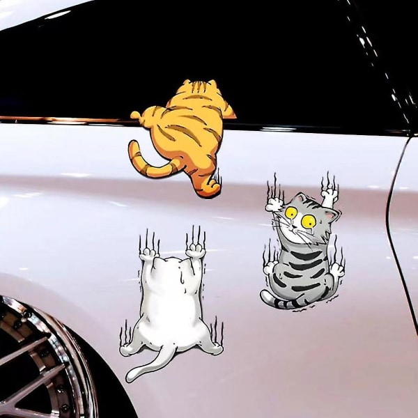 Oppgraderte bilklistremerker Autodekaler Reflekterende Cat Vinyl Bilklistremerke Tre katter Style A