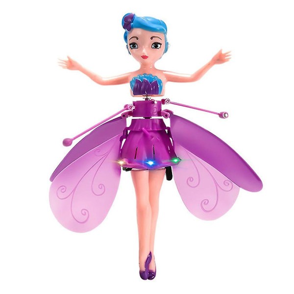 Led Magic Flying Fairy Princess Doll Fjärrkontroll Flying Toy USB -laddning för barn Presenter Purple