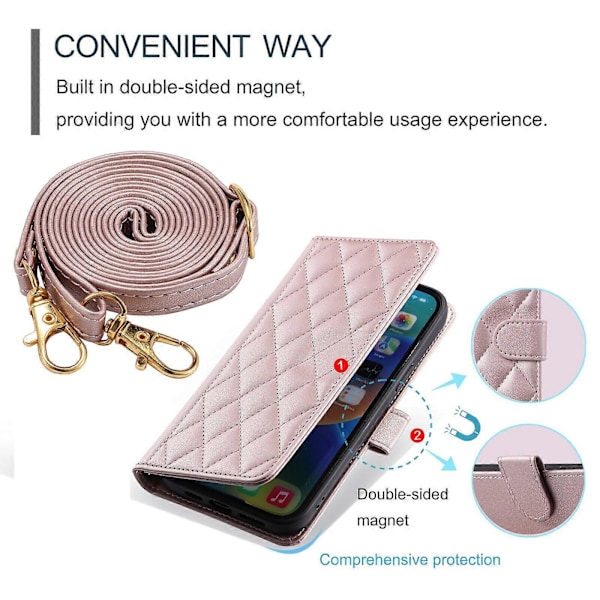 Kotelo Samsung Galaxy S20 FE 5G/4G -puhelimelle, lompakkokansi, crossbody-kaulanauha, olkahihna, yhteensopiva Samsung Galaxy S20 FE 5G/4G -puhelimen kanssa Pink