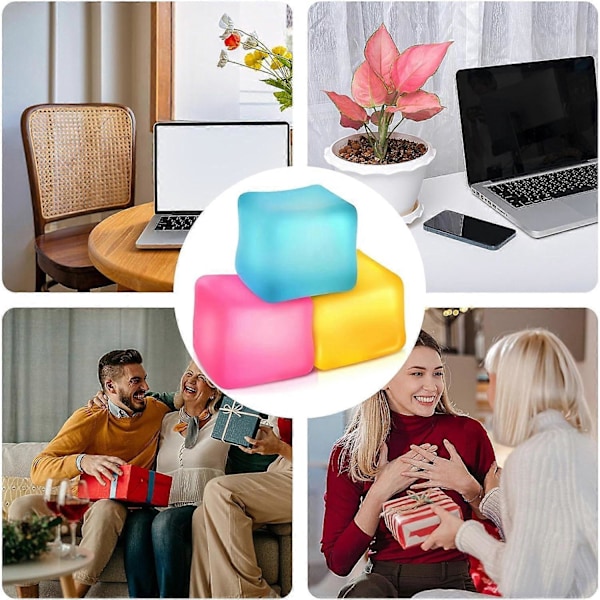 Isbits Fidget Leksak, 3 Fidget Leksaker Stresskub, Stressbollar Fidget Leksaker, Fyrkantig (Slumpmässig Färg)