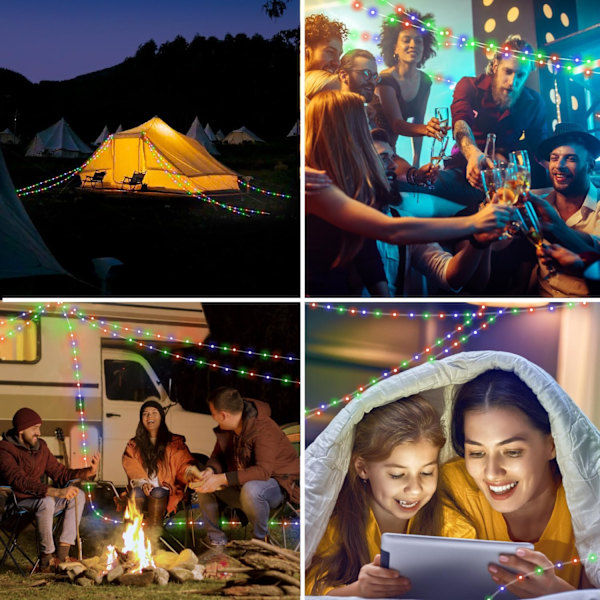 Camping Ljusslinga, 3 i 1 Campinglampa Uppladdningsbar (9m), RGB Portabel Utomhus Ljusslinga, Tåliga Tältljusslingor, Multi-Lägen