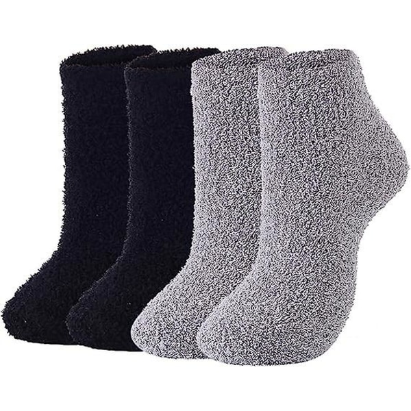 Dame Fuzzy Socks Vinter Varme Bløde Fluffy Indendørs Sokker 2 Par