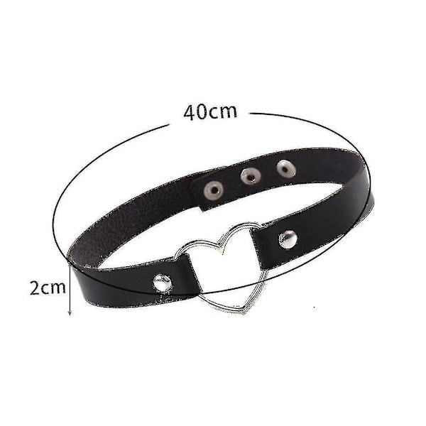 Sexy Choker Halskjede med Hjerteanheng for Kvinner - Gotisk Punk i Lær