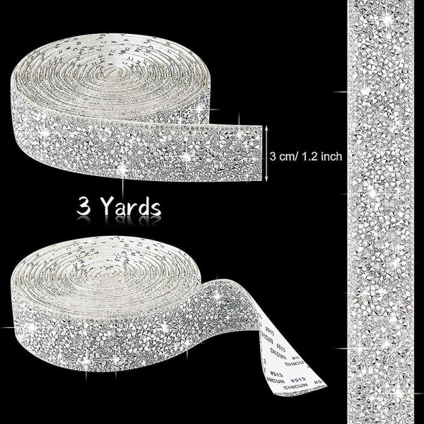 3 jaardia itsekiinnittyvä kristalli tekojalokivinauha, itse tehty koristelu timanttitarra Lmell lahja