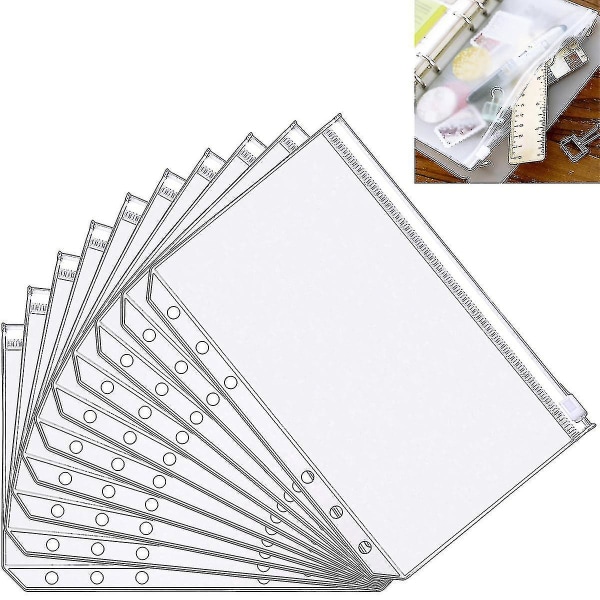 A5 storlek Pärmfickor, Plast Pärm 6 Hål Zip Folder-HYJ