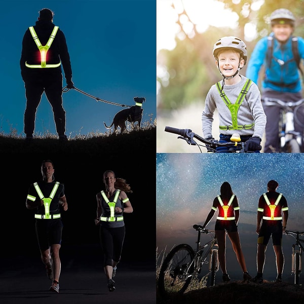 Reflexväst, Cykelväst Led, Säkerhetsväst / Reflexband för barn, Vuxna, Jogging, Cykling