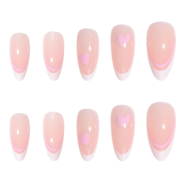 Pink Vanddråbe Mandel Negle Patch Sød Wind Cut Negle Patch Fake Nail Enhancement (24 stk), style1 style2