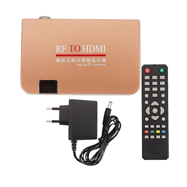 Rf till HDMI-omvandlare Adapter Analog Mottagare Analog Tv Box Digital Box Fjärrkontroll Eu Plug