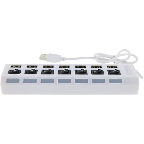 Nopea USB-keskitin 7 portilla ja sinisellä LED-merkkivalolla