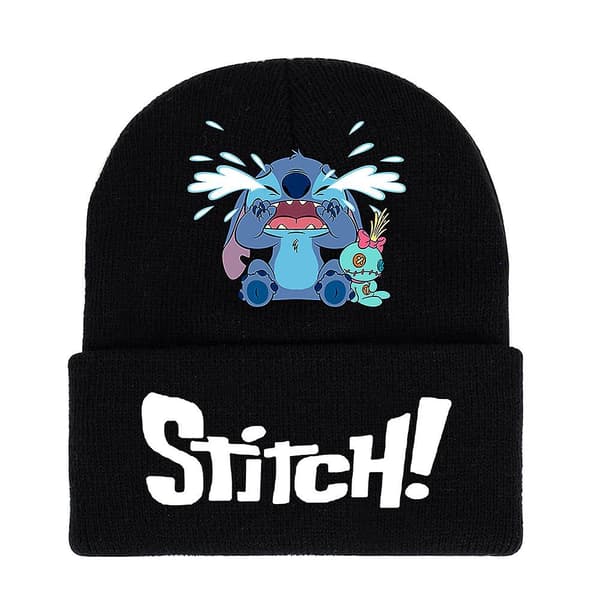 Lilo Stitch Tryckt Stickad Mössa Vinter Varm Skidmössa Presenter B