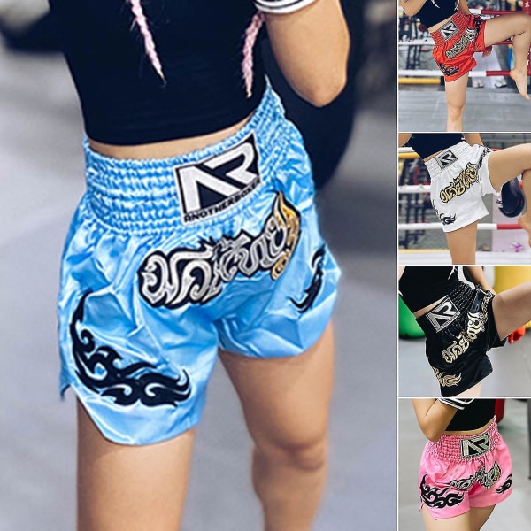 Bokseshorts Antifriksjon Muay Thai kickboksingshorts for menn Light Blue XL