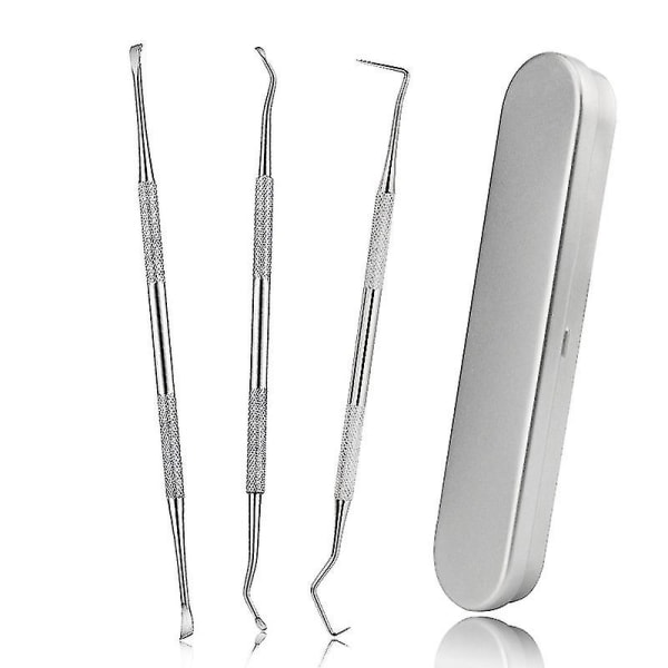 Professionella tandvårdsverktyg, tandborttagningsmedel och skrapa tandstensborttagare i rostfritt stål, 3-pack verktyg för rengöring av hundtänder i rostfritt stål (xiatian)