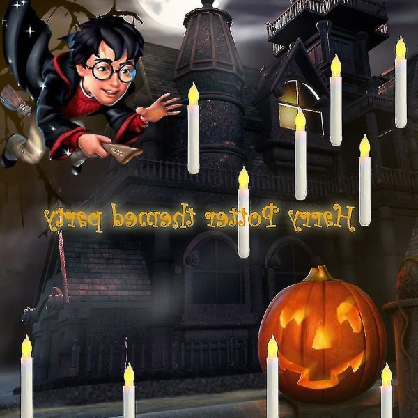 12 stk Flameless Led Taper Candle Lights, batteridrevet - Harry Potter Theme