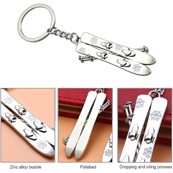 Vinter Skateboard Nyckelring Kreativ Vintersportspel Skidnyckelring Metall Skateboard Nyckelring Tryckt Nyckelring Present Till Barn Vuxna Silver