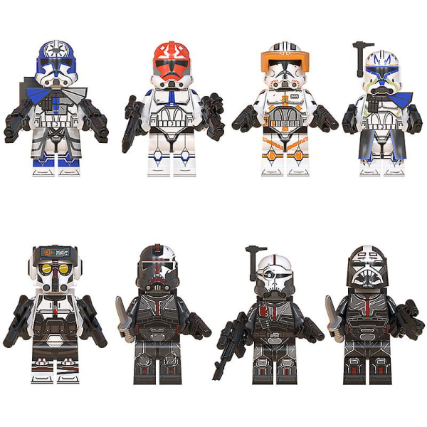 8 stk byggeklodser minifigur klon Ahsokatroopers mini legetøjsfigur Wm6095