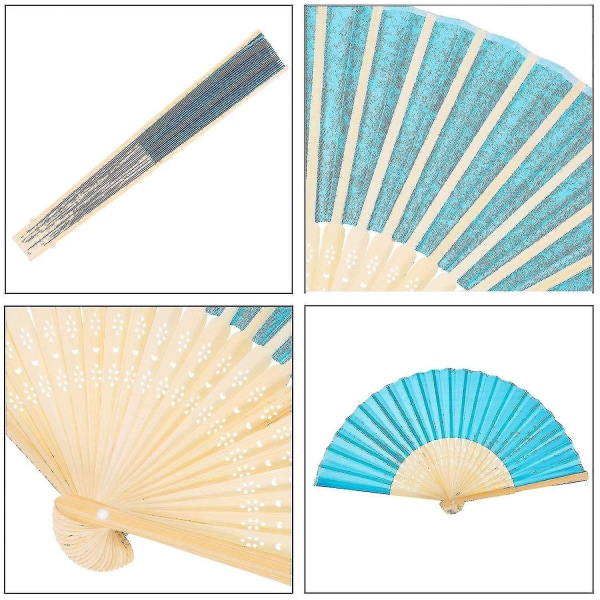 12 stk håndholdte vifter Silk Bambus Folding Fans Håndholdt Folded Fan