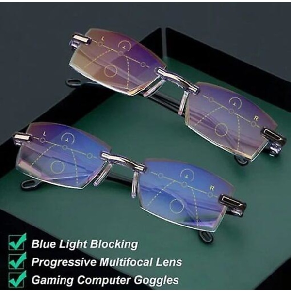 Anti-blått lys, intelligente bifokale presbyopiske briller Yellowish brown three hundred and fifty