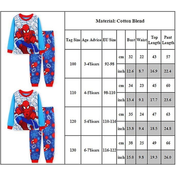 Pojkars Spiderman Pyjamas Set Sovkläder Nattkläder Pyjamas Pjs Nyheter Outfits 3-7 År[HK] 5-6 Years