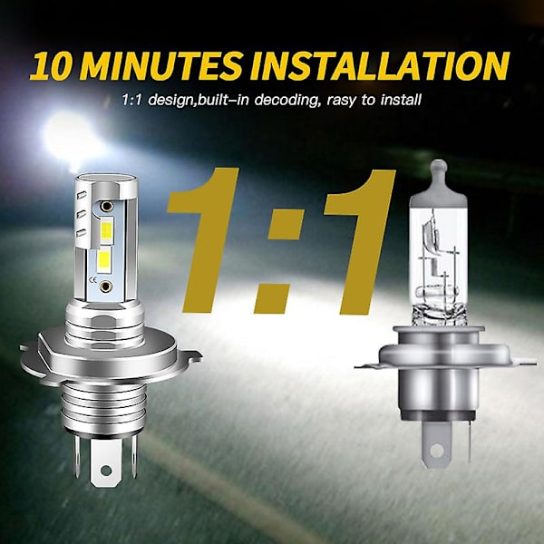 1 stk. Motorcykel H4 H1s 9003 Led Forlygte Hi/lo Pærer 4800lm 6000k Hvid Canbus Til Kawasaki Z650 / Vulcan S 650/ Versyx300