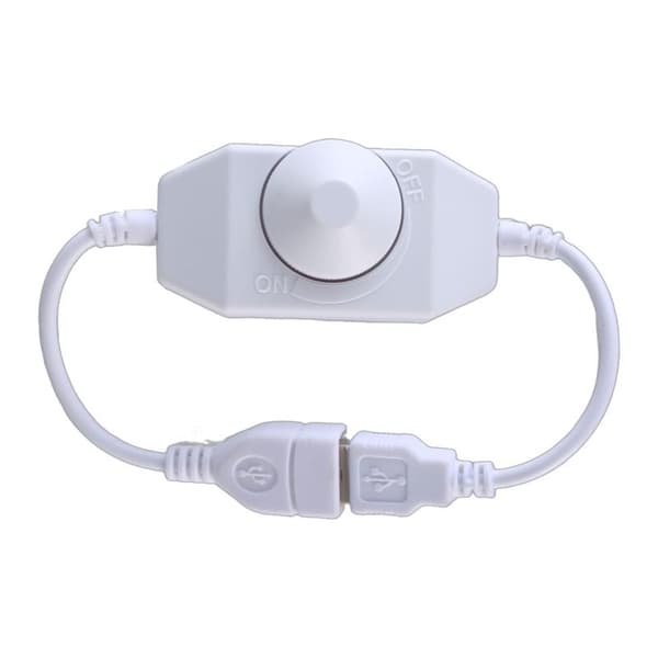 DC5V USB LED Dimmer Extension Speed Control Switch Power Cable Controller White 0.06