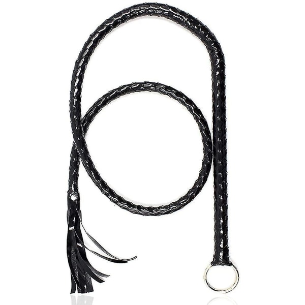 Imiterad läder Black Whip Costume Whip Handgjord Bullwhip, Whip Costume Accessory