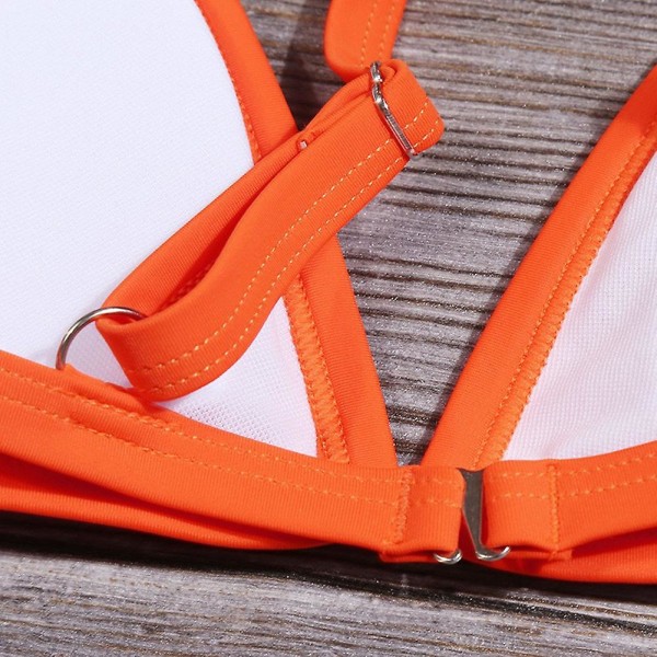 Sexede bikinier til kvinder 2-delt bikini spaghetti strop badedragter trekantet badedragt Orange Yellow L