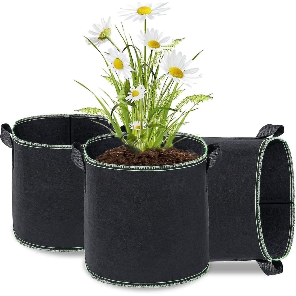 Grow Bags, 5 Pack 1 Gallon Plant Grow Bags, Ikke-vævede plantestofpotter, Have Grow Bag med håndtag til grøntsager, frugter
