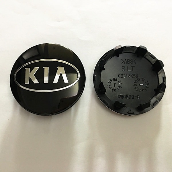 Sæt med sorte Kia bilhjulkapsler 60mm 4-pak til P