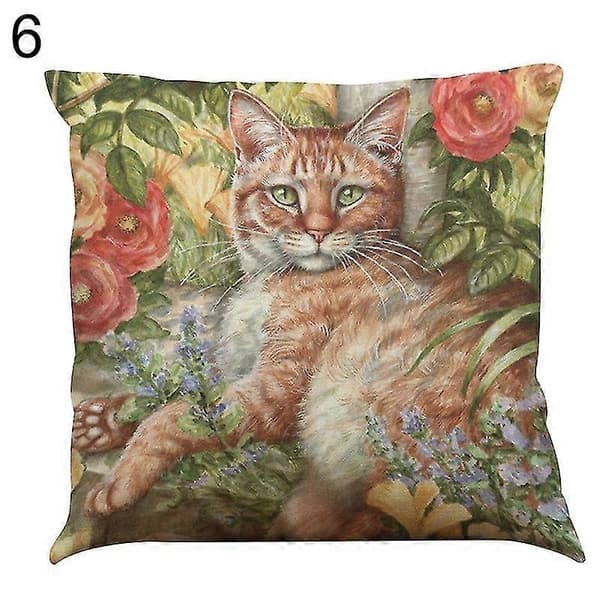 Pudebetræk med katteblomst i hør til sofa, seng, bil, café, kontorindretning 6
