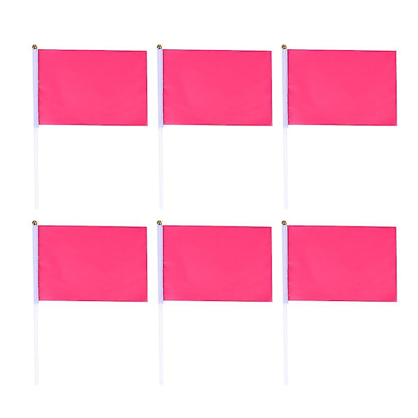 50 stk. håndholdte firkantede flag ensfarvede mini flag festartikler festfejringsflag (rosenrøde) (DP)