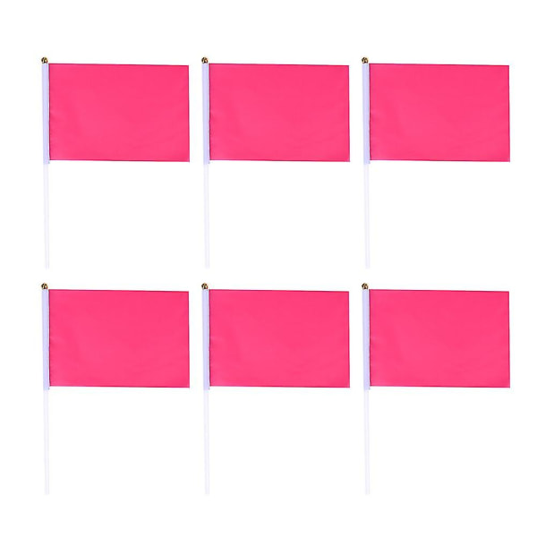 50 stk håndholdte firkantede flag ensfarvet miniflag Festartikler Fest festflag (rosa) (DP)