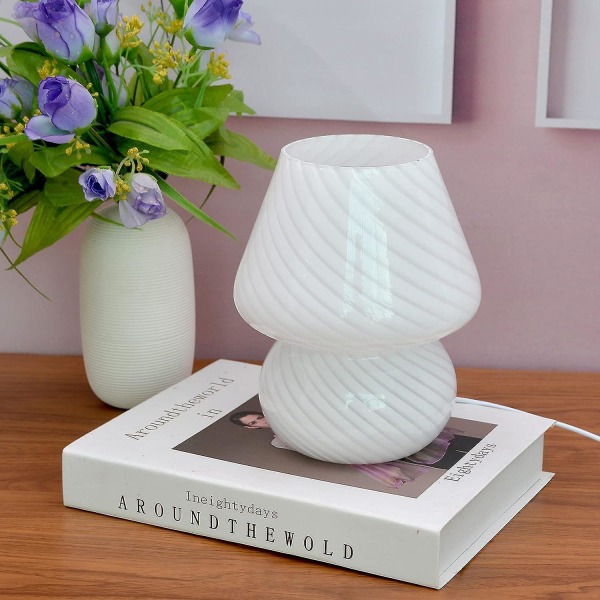 Glassvamp sänglampa, genomskinlig bordslampa Modern randigt glas vid sängbordslampor Vardagslampor skrivbord Swirl Light, för heminredning