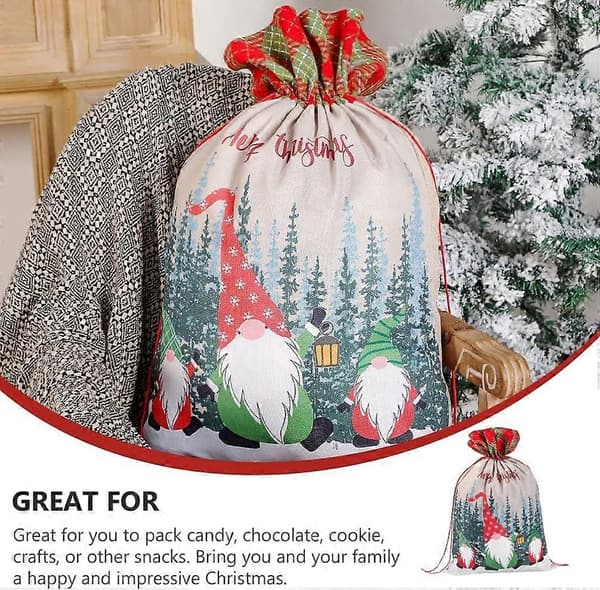 Julfest Gnome Mönster Presentpåse Julväskor Julväskor För Presenter Julgran Mönster Presentpåse 70X49 CM