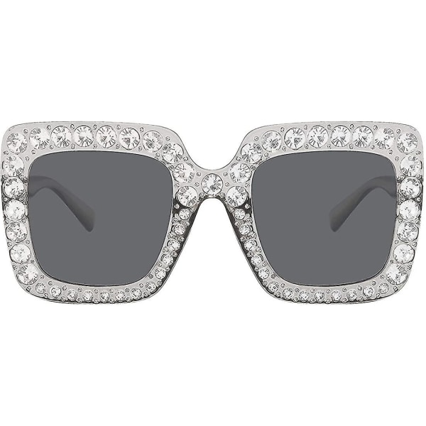 Rol Girl Elton Square Rhinestone Solglasögon Överdimensionerade Diamond Bling Bling Glasögon A