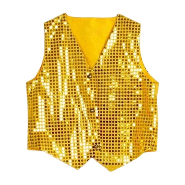 Kostymevest Glitter Unisex Fargerike Barn ermeløs paljettvest til fest Yellow XL