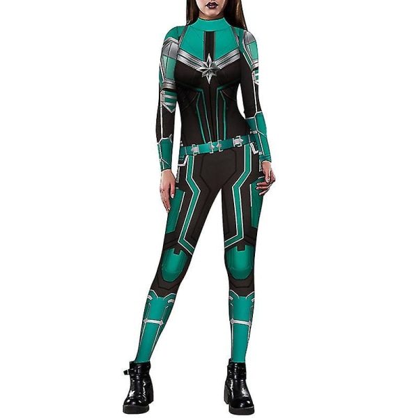 Halloween Kvinnor Captain America Iron-man Cosplay Kostym Fancy Dress Jumpsuit Green XL