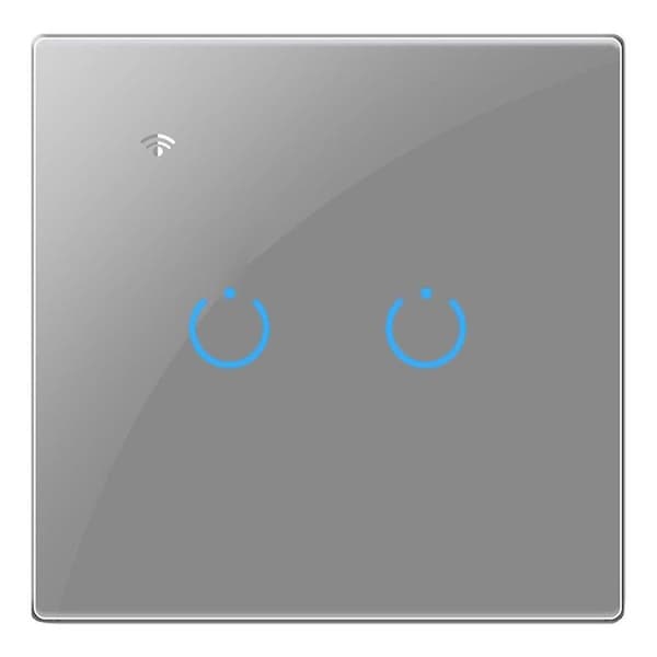 Tuya Wifi Smart Switch Touch Lyskontakt Enkelt Nul- og Strømførende Ledning Universal 2 Kontakter Grå