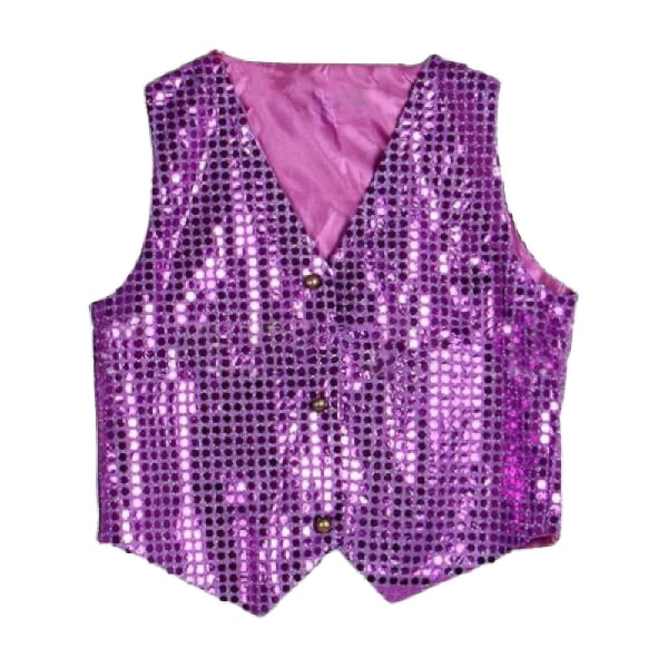 Kostymväst Glitter Unisex Färgglad Barn ärmlös paljettväst för fest Purple XL