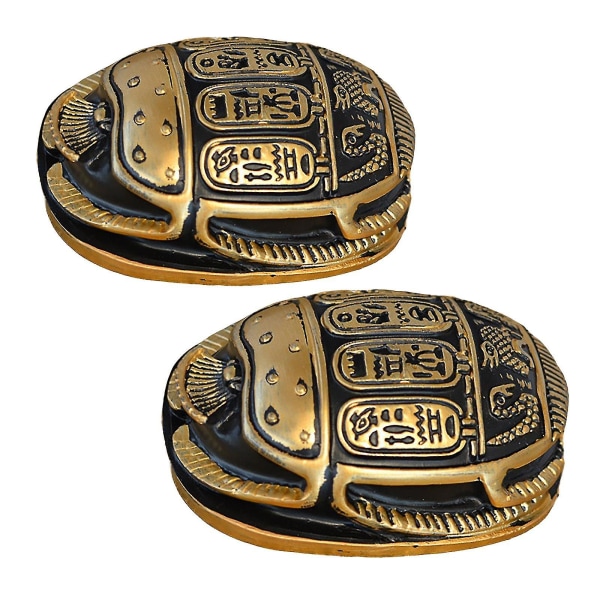 2x klassisk egyptisk amulett Scarab-dekorasjon til stue Skrivebordssmykke turistsuvenir