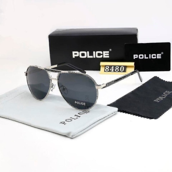 2024 Police Men's Polarized Uv400 Solbriller Aviator-briller Silver