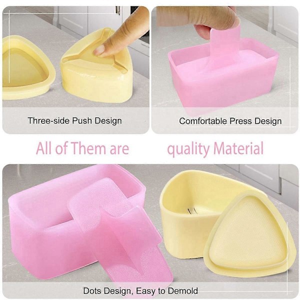 Onigiri Form, 3-pack Risform Musubi Maker Kit, Maker Press, Klassisk Triangel Risboll Maker Sushi Form PinkWhiteYellow