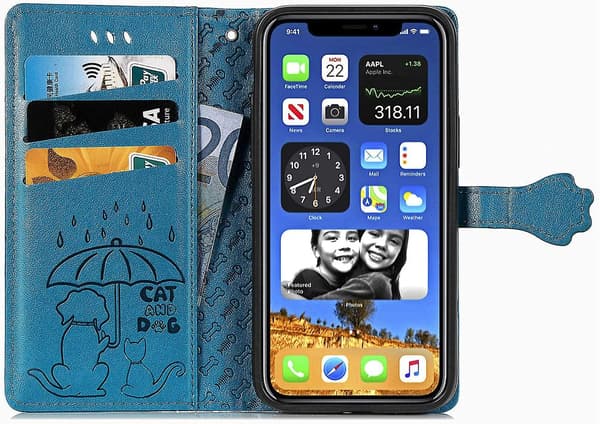 Plånbokstelefonfodral Blå phone case 6.1 (12/12pro)