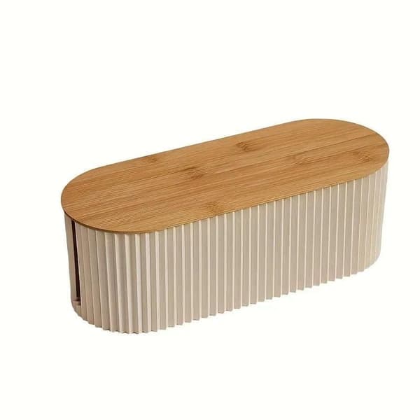 Wooden Cable Box with Lid - Practical Cable and Desk Organizer for Office and Home, White