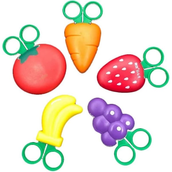 5 stk Magnetsaks Frugtformet Gør-det-selv Kunstsaks Til Børn Lærere Skolehåndværk Scrapbog (gulerod Jordbær Druetomat Banan)