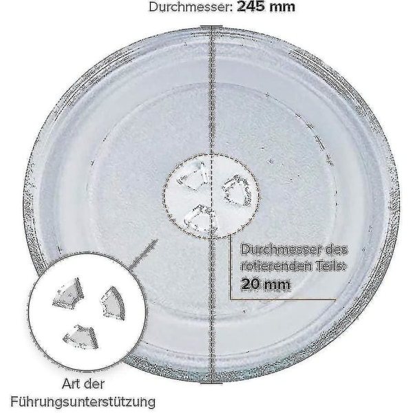 Universal platespiller i mikrobølgeglass med 3 armaturer, 24,5 cm
